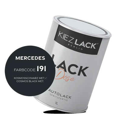Kiezlack 1K Autolack Lackdose Basislack spritzfertig MERCEDES 191 KOSMOSSCHWARZ MET.