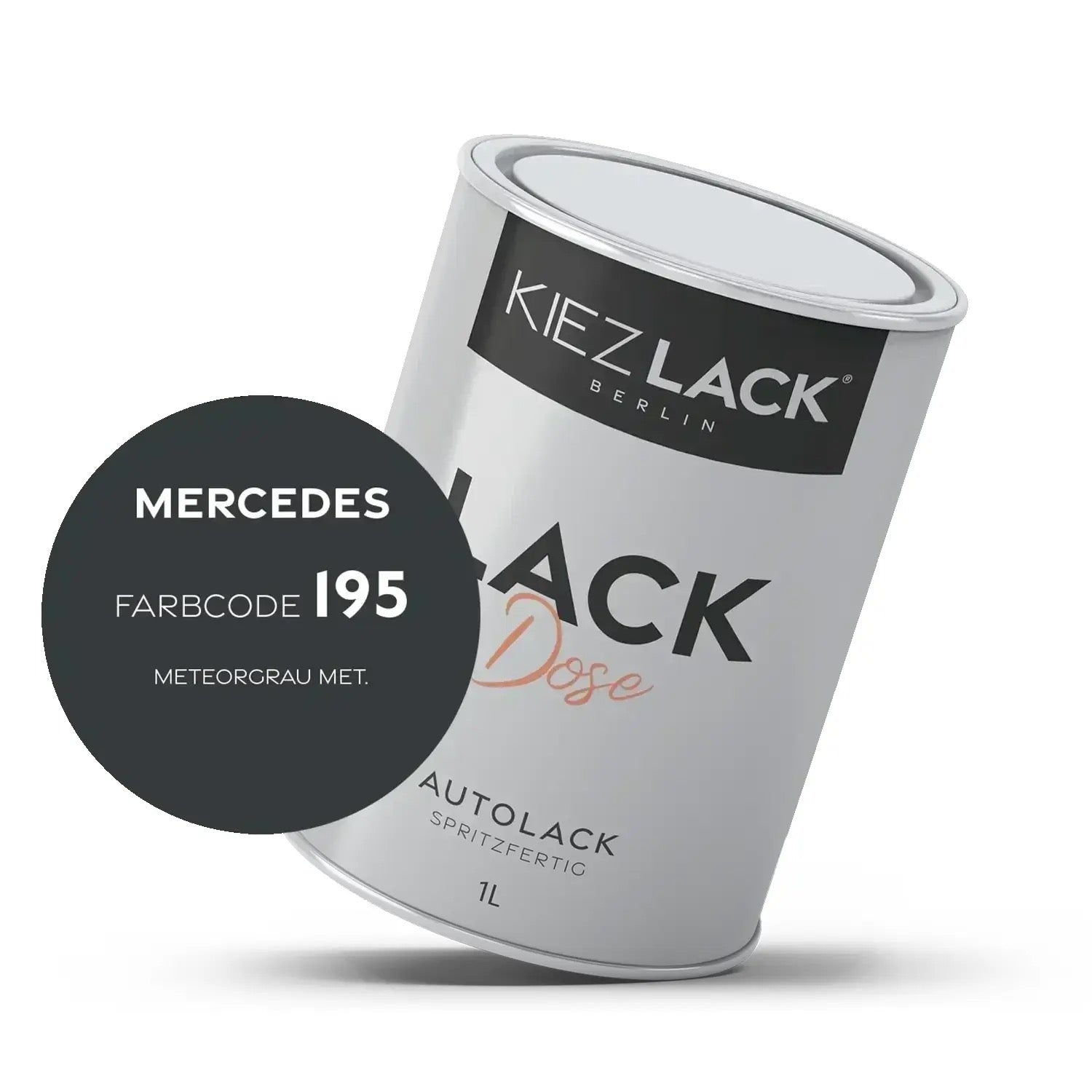 Kiezlack 1K Autolack Lackdose Basislack spritzfertig MERCEDES 195 METEORGRAU MET.