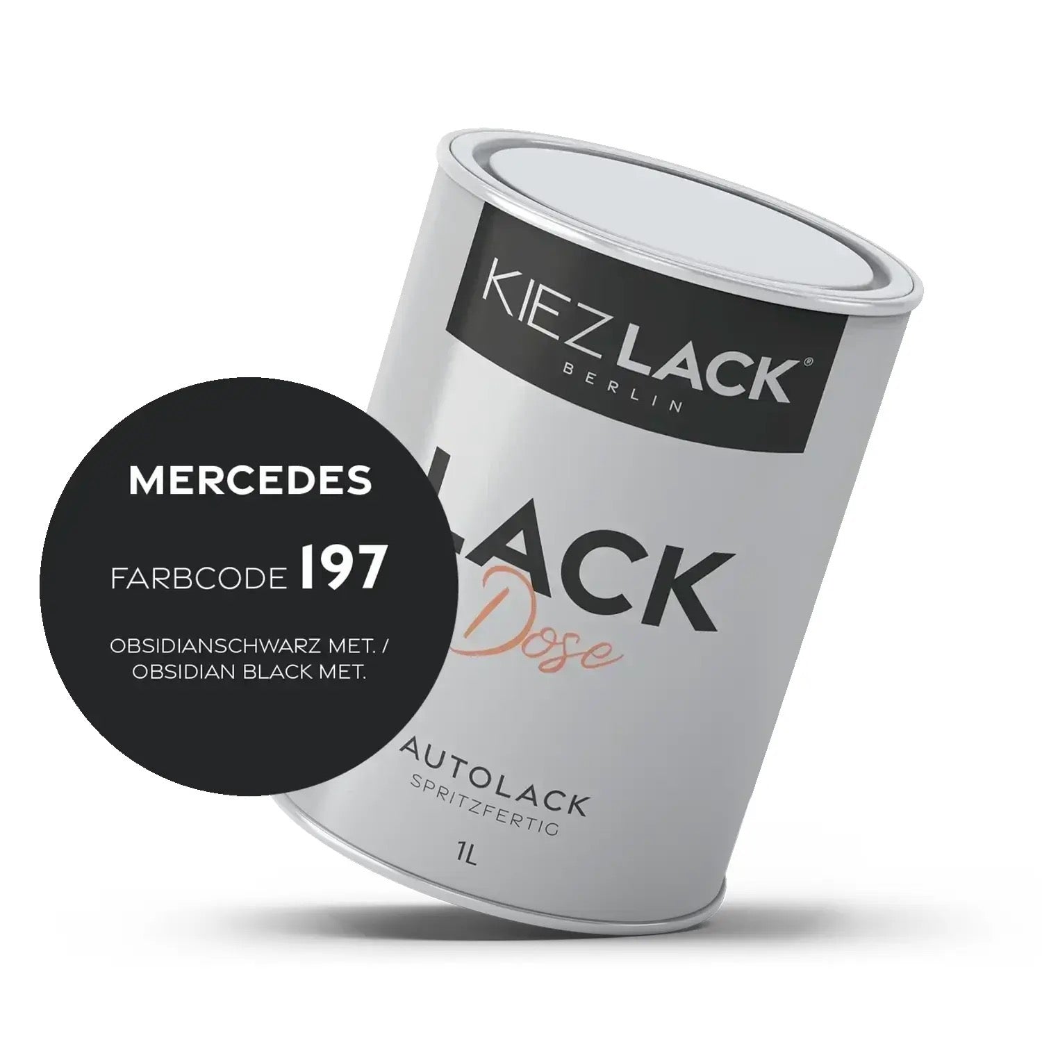 Kiezlack 1K Autolack Lackdose Basislack spritzfertig MERCEDES 197 OBSIDIANSCHWARZ MET.
