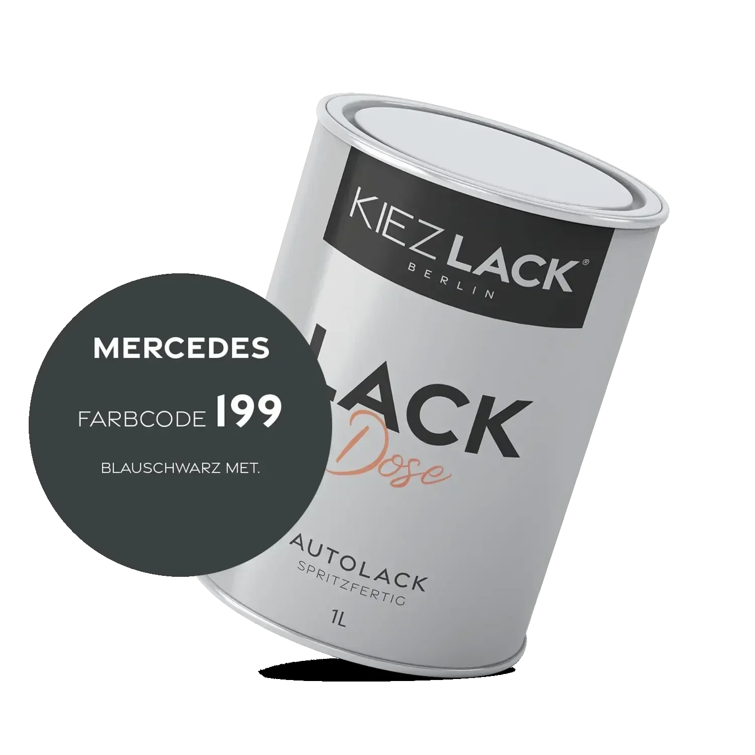 Kiezlack 1K Autolack Lackdose Basislack spritzfertig MERCEDES 199 BLAUSCHWARZ MET.