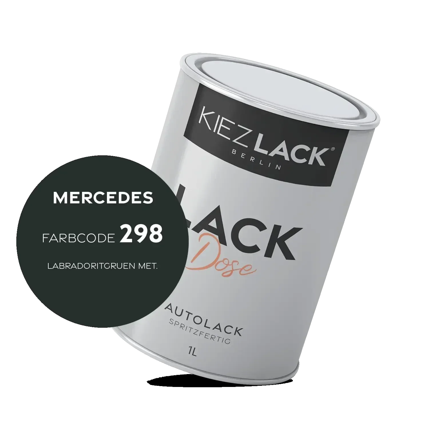 Kiezlack 1K Autolack Lackdose Basislack spritzfertig MERCEDES 298 LABRADORITGRUEN MET.