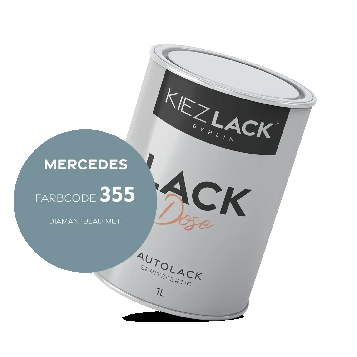 Kiezlack 1K Autolack Lackdose Basislack spritzfertig MERCEDES 355 DIAMANTBLAU MET.