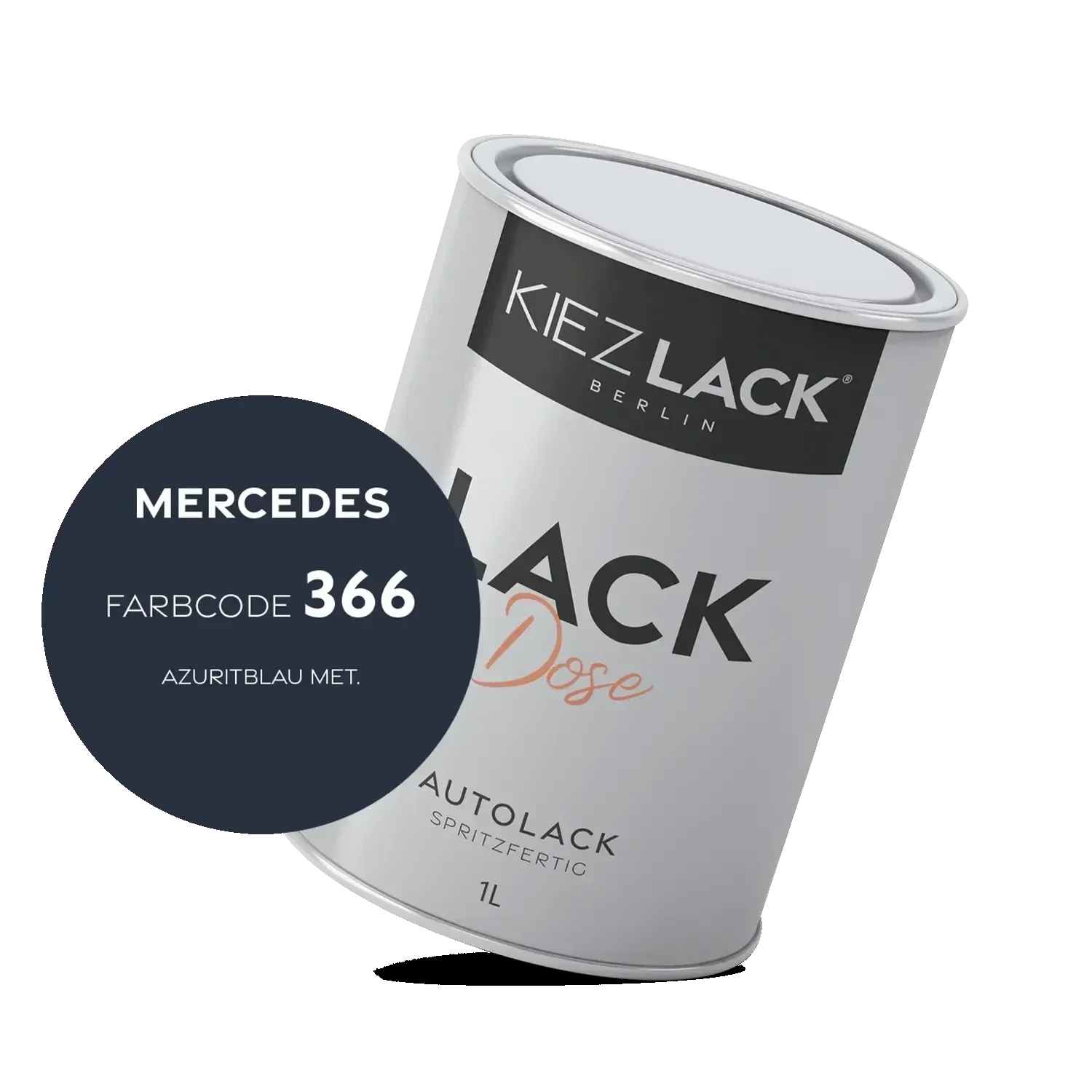 Kiezlack 1K Autolack Lackdose Basislack spritzfertig MERCEDES 366 AZURITBLAU MET.