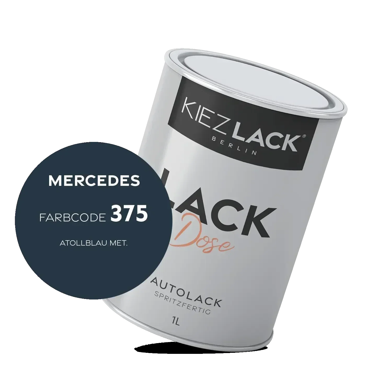 Kiezlack 1K Autolack Lackdose Basislack spritzfertig MERCEDES 375 ATOLLBLAU MET.