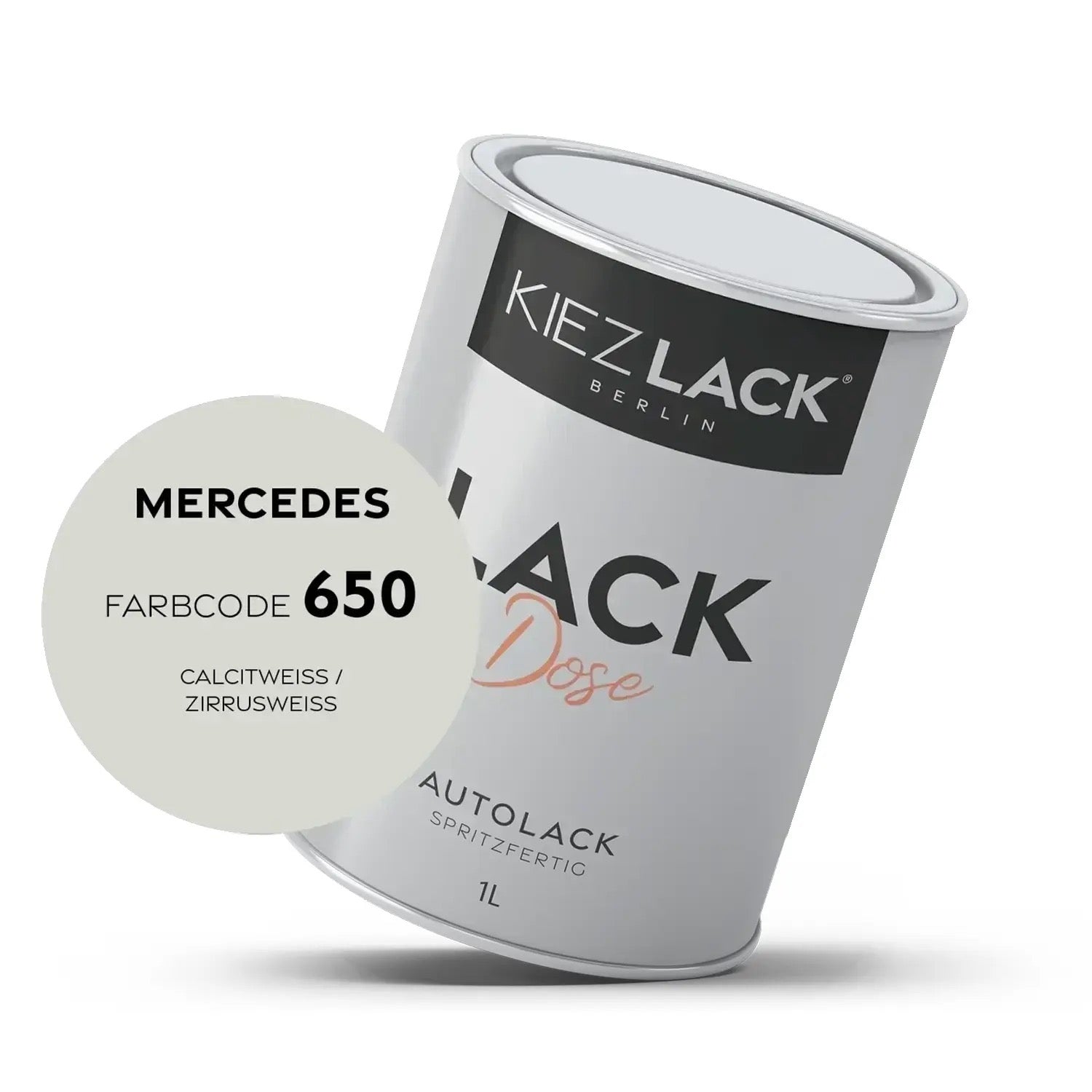Kiezlack 1K Autolack Lackdose Basislack spritzfertig MERCEDES 650 CALCITWEISS