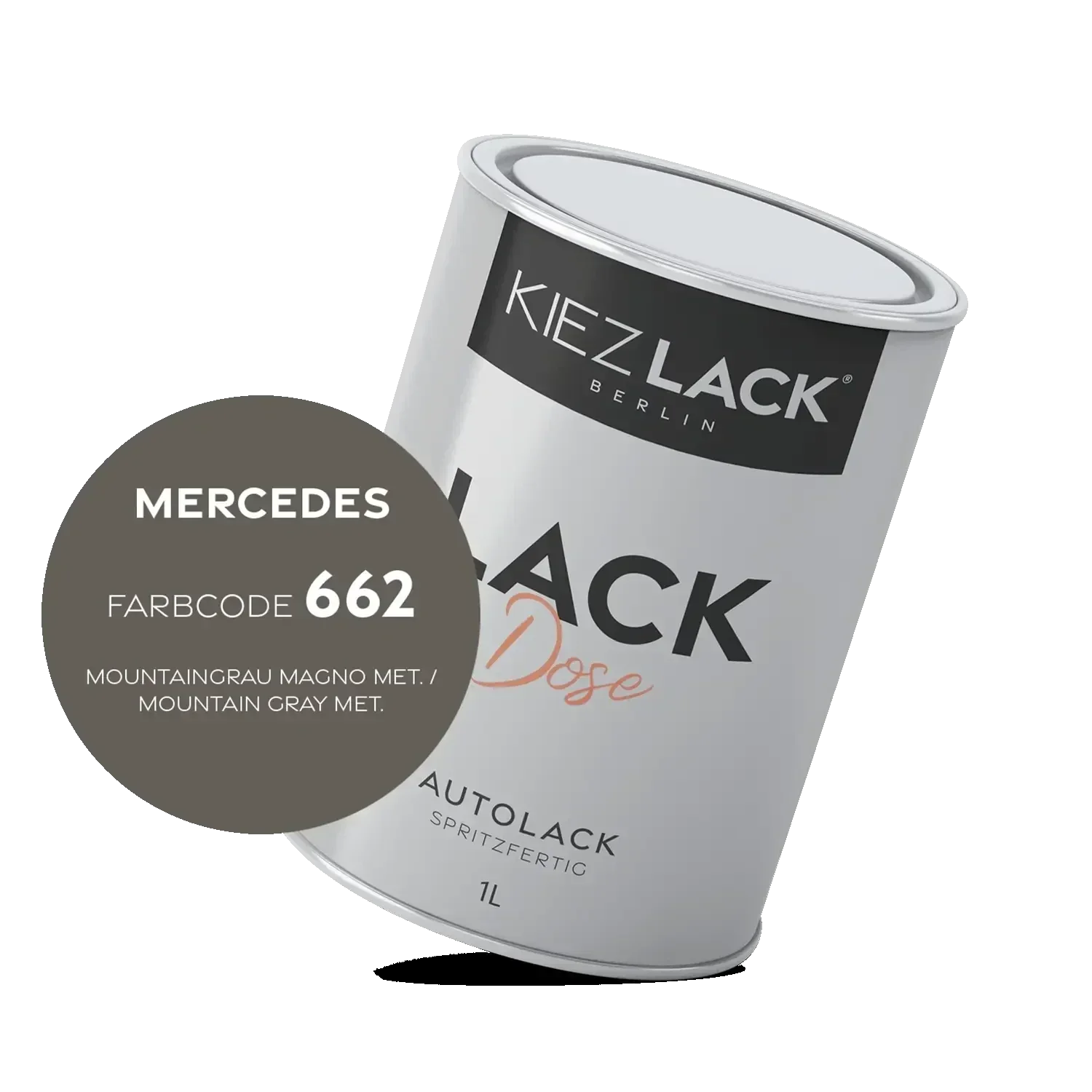 Kiezlack 1K Autolack Lackdose Basislack spritzfertig MERCEDES 662 MOUNTAINGRAU MAGNO MET.