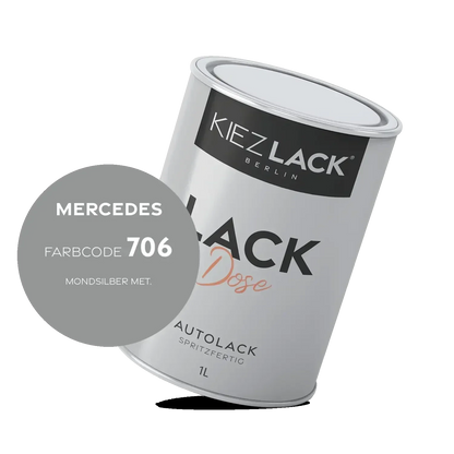 Kiezlack 1K Autolack Lackdose Basislack spritzfertig MERCEDES 706 MONDSILBER MET.
