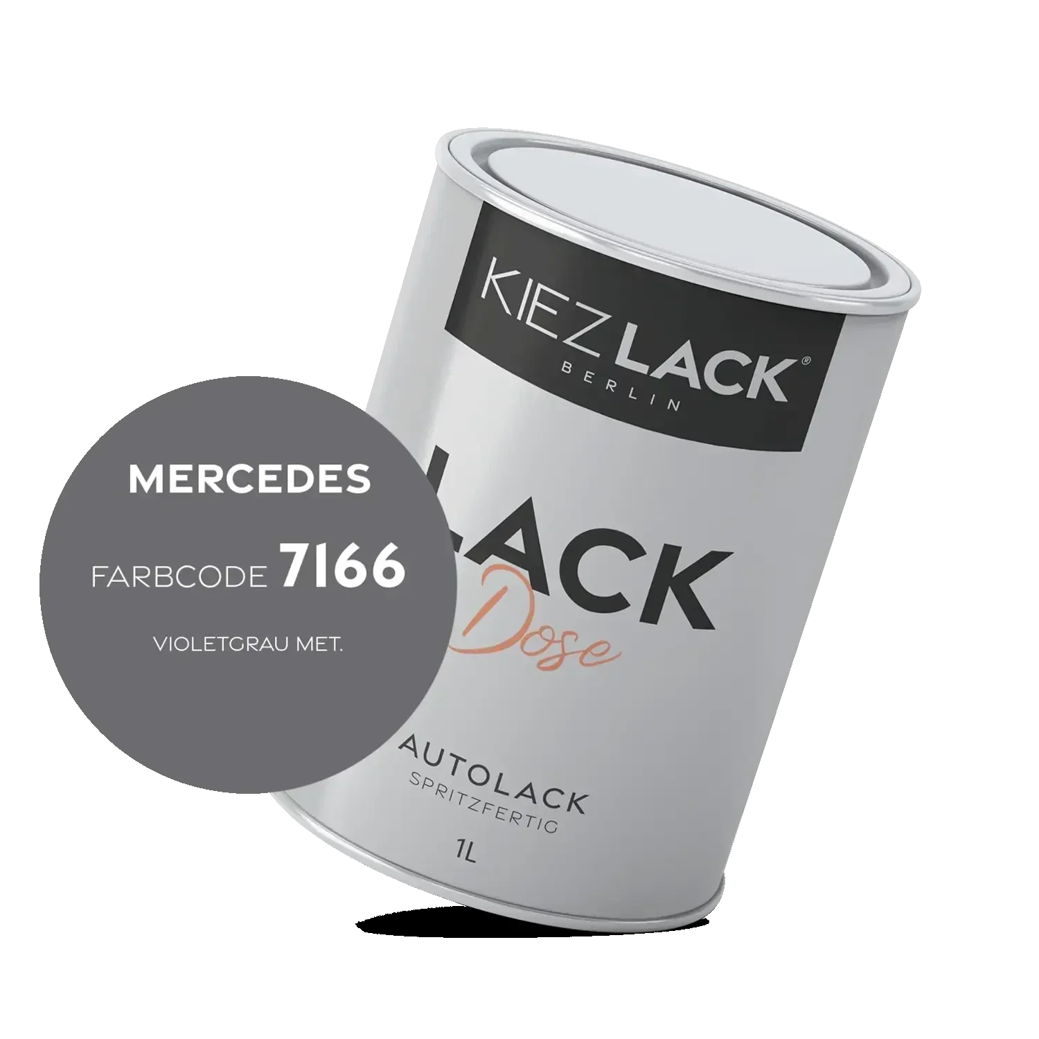 Kiezlack 1K Autolack Lackdose Basislack spritzfertig MERCEDES 7166 VIOLETGRAU MET.
