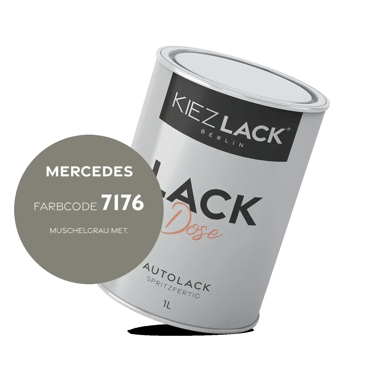 Kiezlack 1K Autolack Lackdose Basislack spritzfertig MERCEDES 7176 MUSCHELGRAU MET.