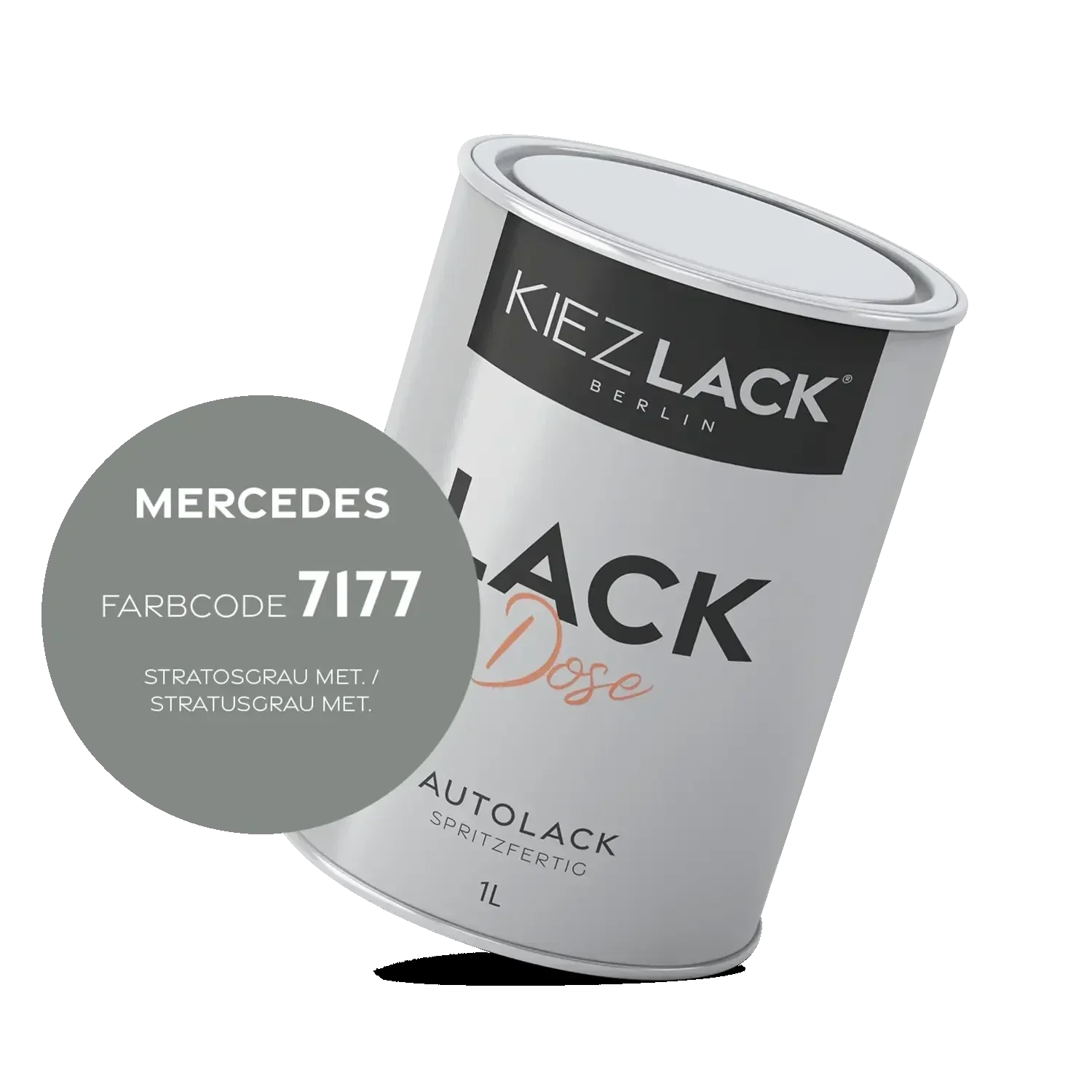 Kiezlack 1K Autolack Lackdose Basislack spritzfertig MERCEDES 7177 STRATOSGRAU MET.
