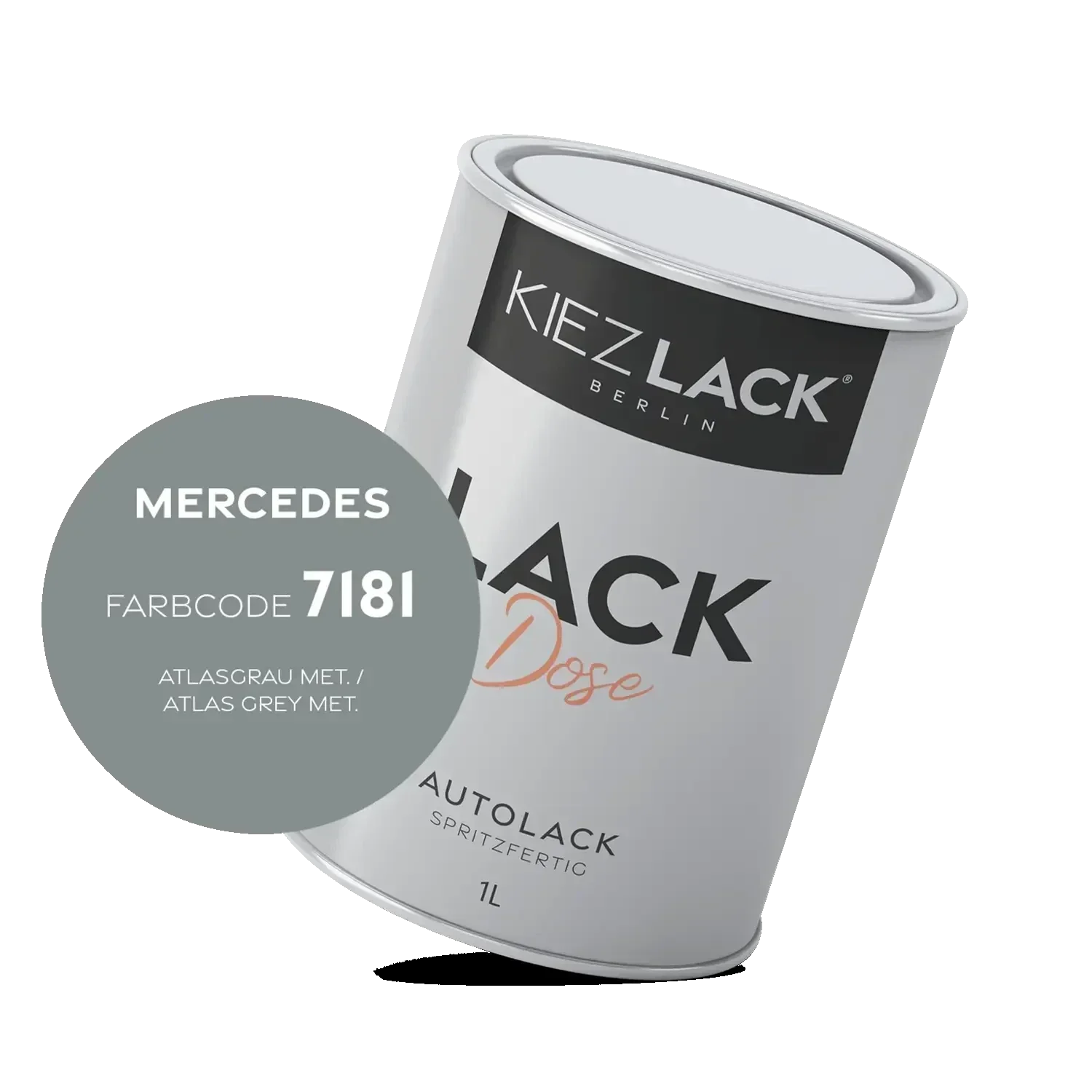 Kiezlack 1K Autolack Lackdose Basislack spritzfertig MERCEDES 7181 ATLASGRAU MET.