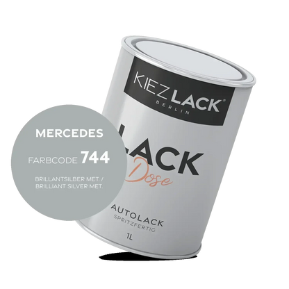 Kiezlack 1K Autolack Lackdose Basislack spritzfertig MERCEDES 744 BRILLANTSILBER MET.