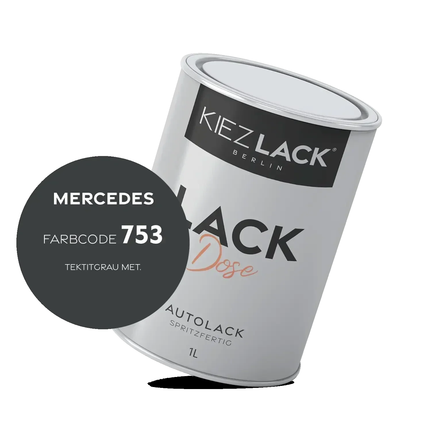 Kiezlack 1K Autolack Lackdose Basislack spritzfertig MERCEDES 753 TEKTITGRAU MET.