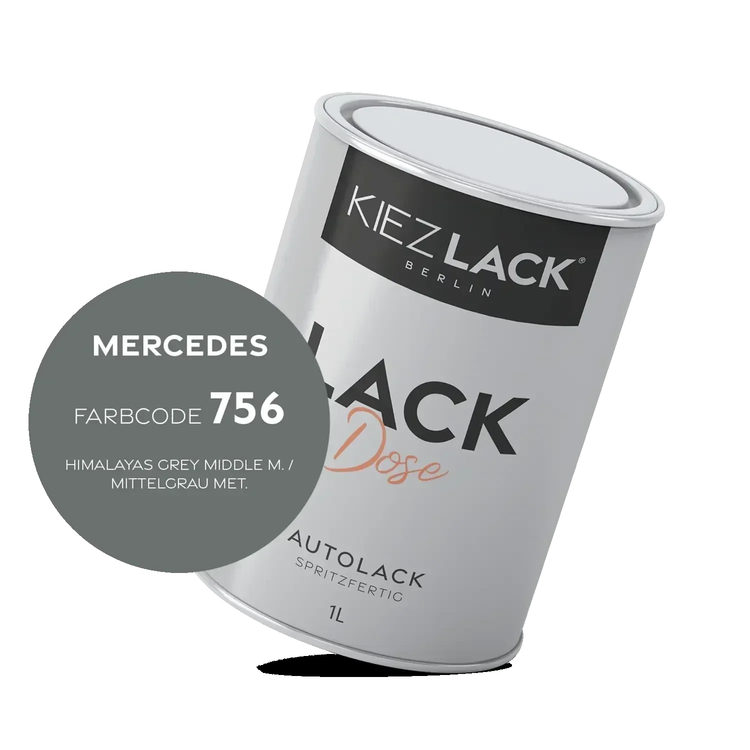 Kiezlack 1K Autolack Lackdose Basislack spritzfertig MERCEDES 756 HIMALAYAS GREY MIDDLE M.