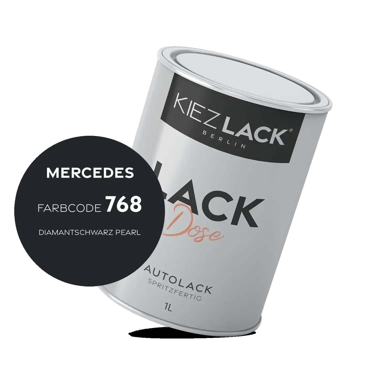 Kiezlack 1K Autolack Lackdose Basislack spritzfertig MERCEDES 768 DIAMANTSCHWARZ PEARL