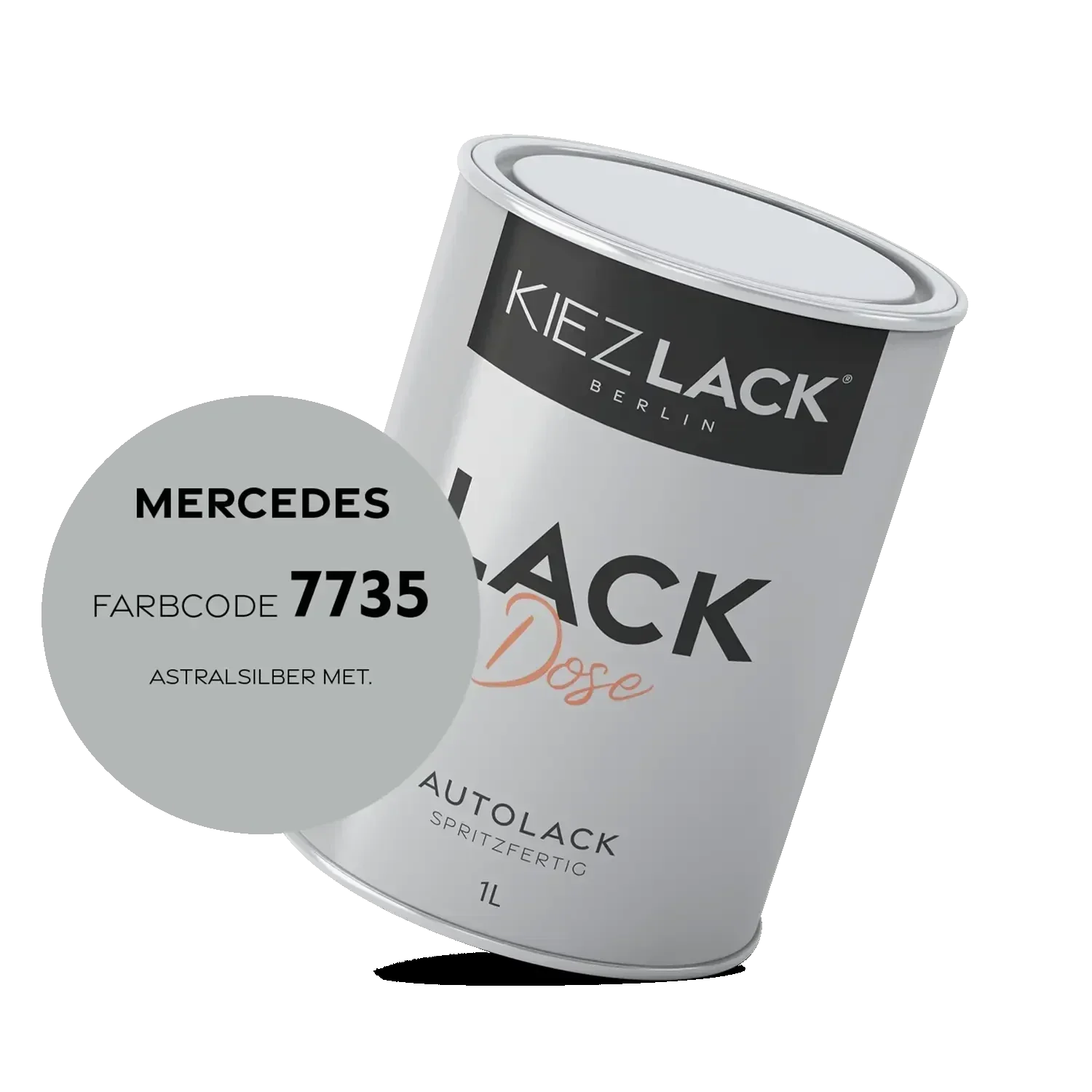 Kiezlack 1K Autolack Lackdose Basislack spritzfertig MERCEDES 7735 ASTRALSILBER MET.