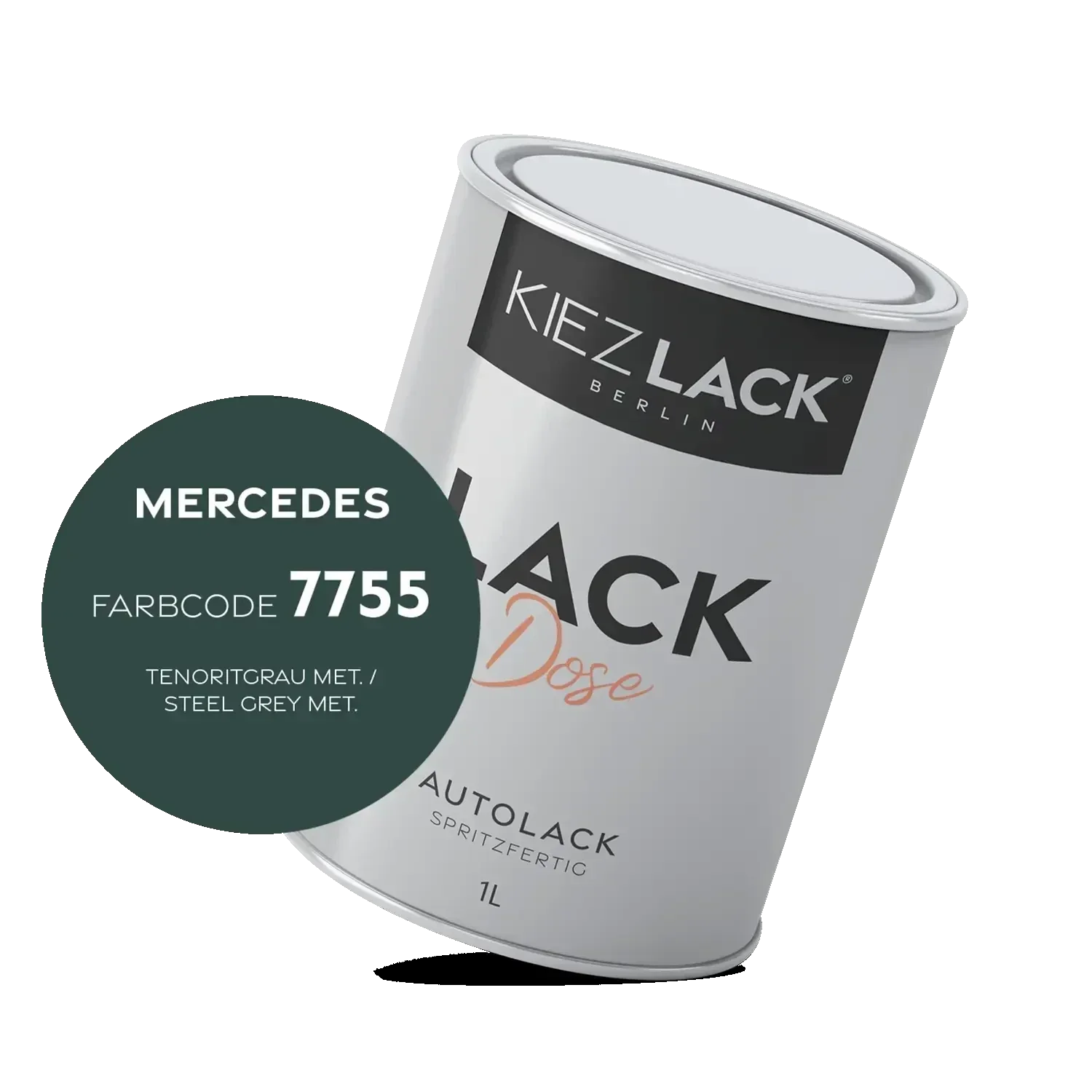 Kiezlack 1K Autolack Lackdose Basislack spritzfertig MERCEDES 7755 TENORITGRAU MET.
