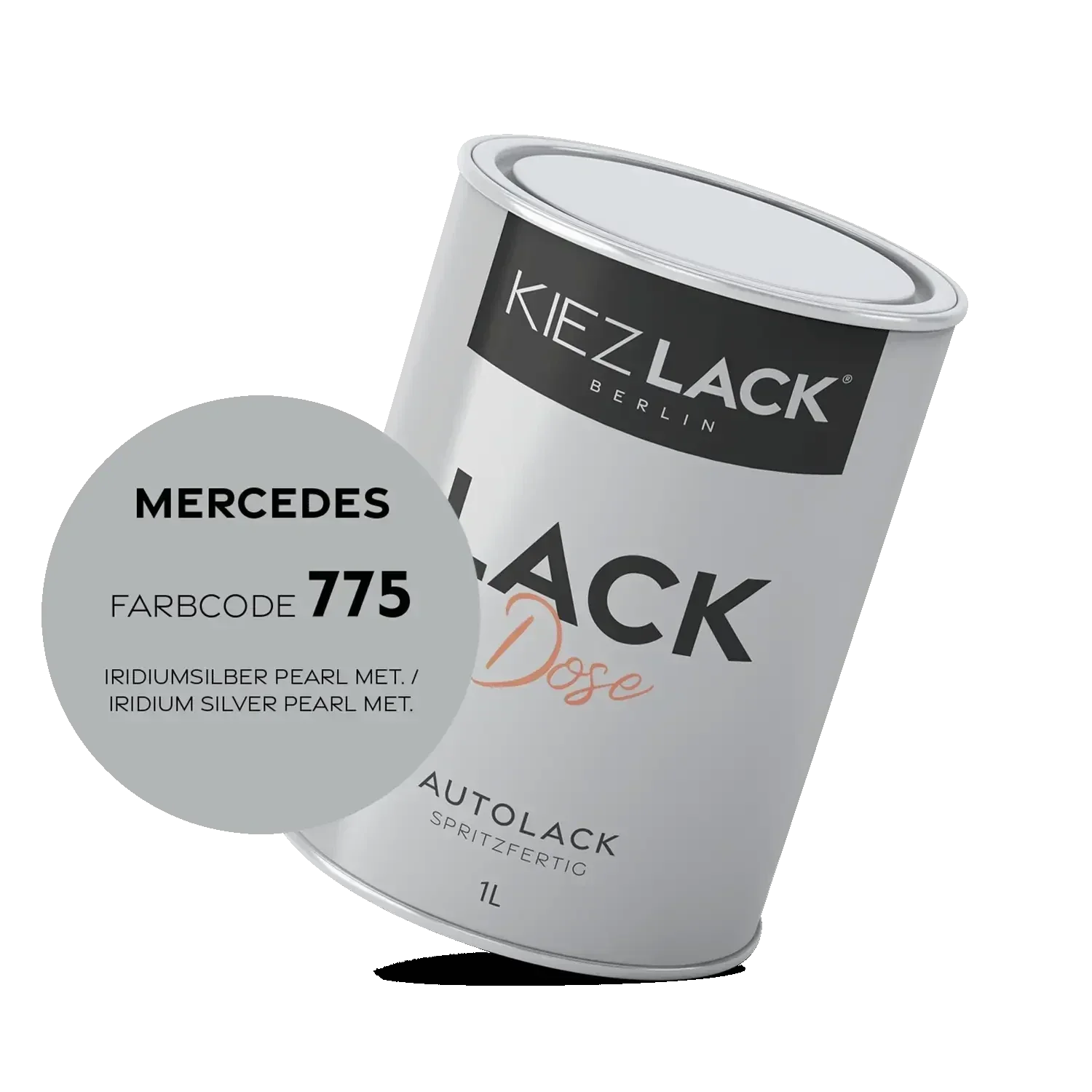 Kiezlack 1K Autolack Lackdose Basislack spritzfertig MERCEDES 775 IRIDIUMSILBER PEARL MET.
