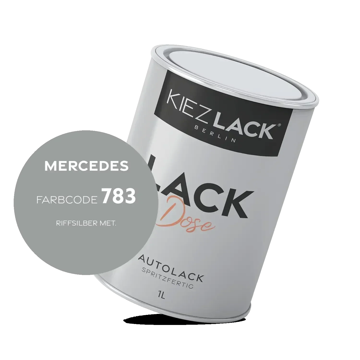 Kiezlack 1K Autolack Lackdose Basislack spritzfertig MERCEDES 783 RIFFSILBER MET.