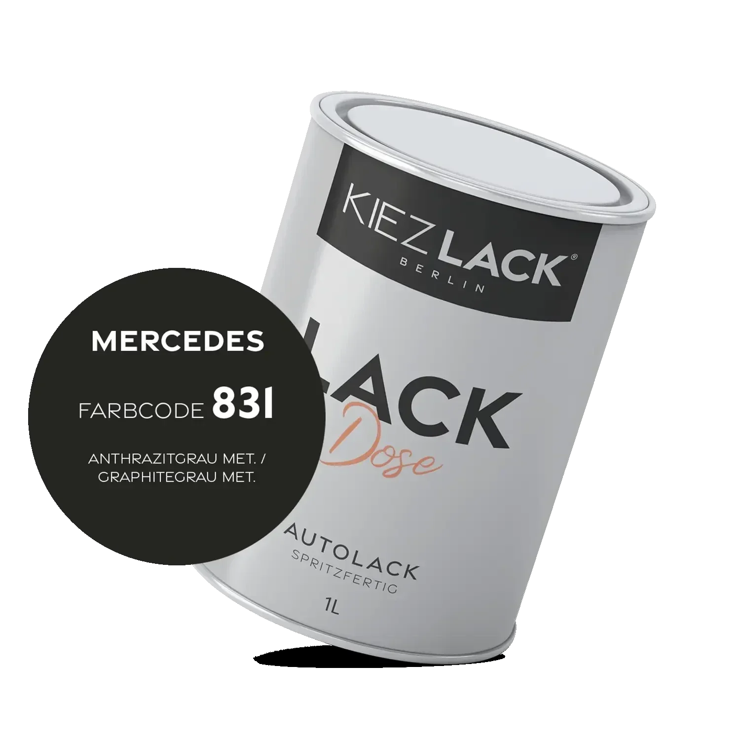 Kiezlack 1K Autolack Lackdose Basislack spritzfertig MERCEDES 831 ANTHRAZITGRAU MET.