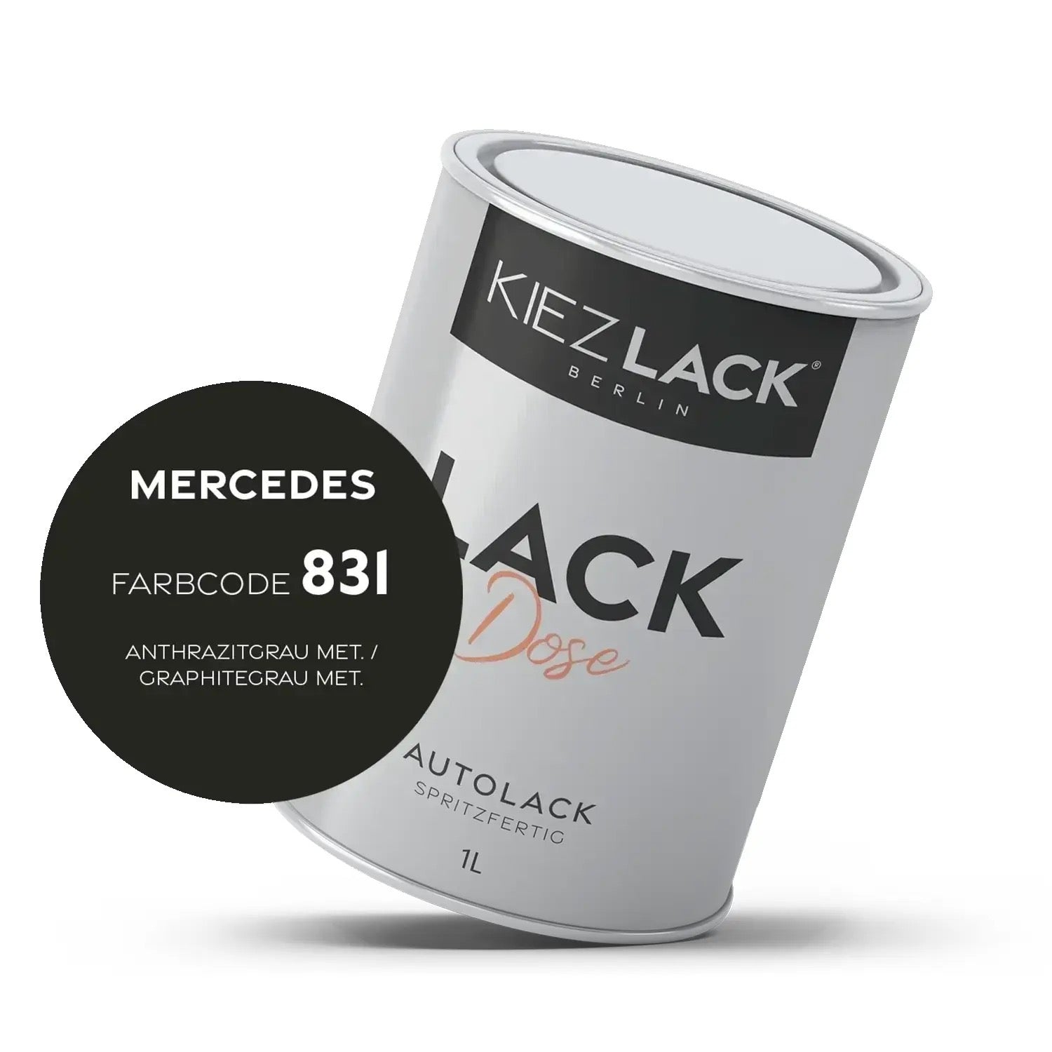 Kiezlack 1K Autolack Lackdose Basislack spritzfertig MERCEDES 831 ANTHRAZITGRAU MET.