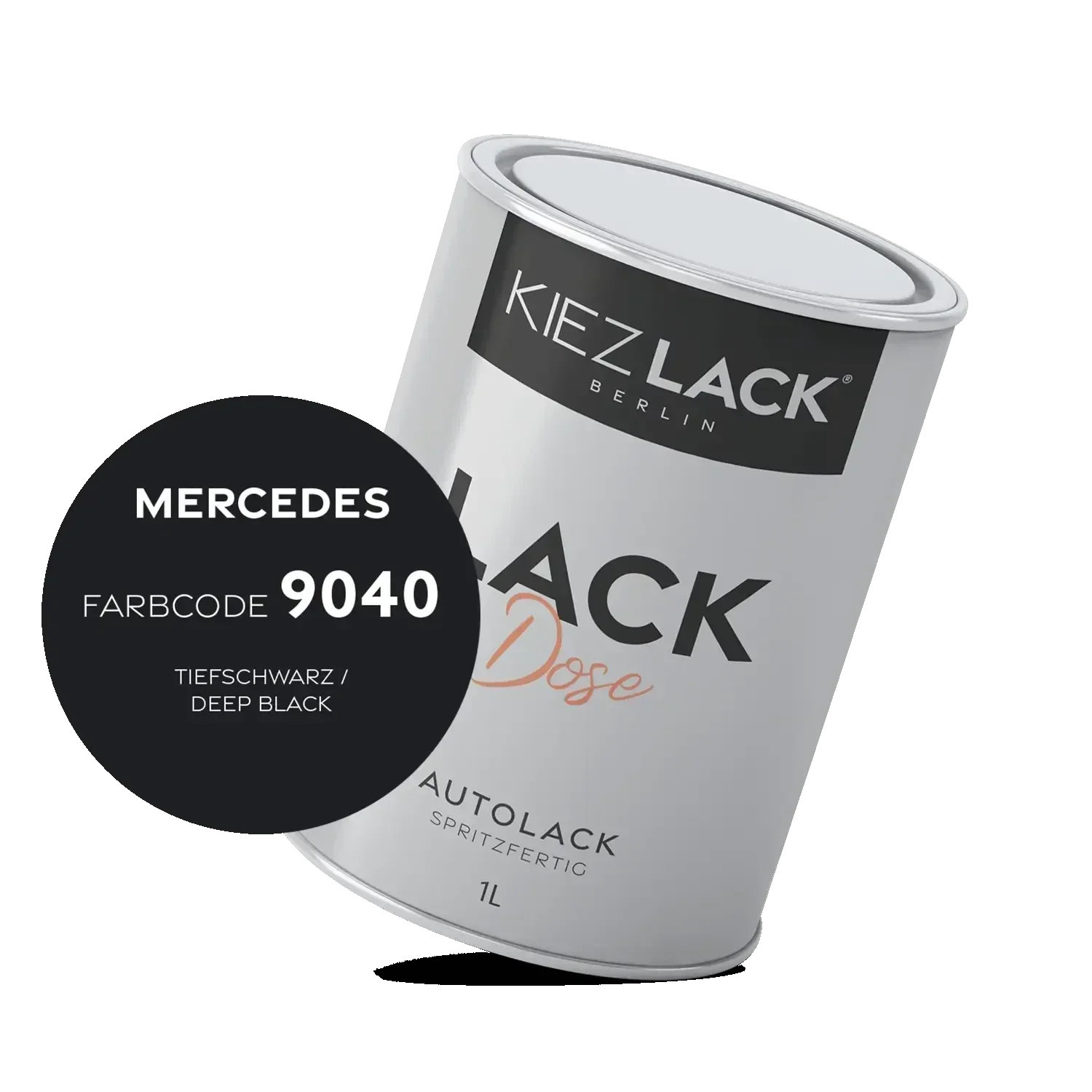 Kiezlack 1K Autolack Lackdose Basislack spritzfertig MERCEDES 9040 TIEFSCHWARZ