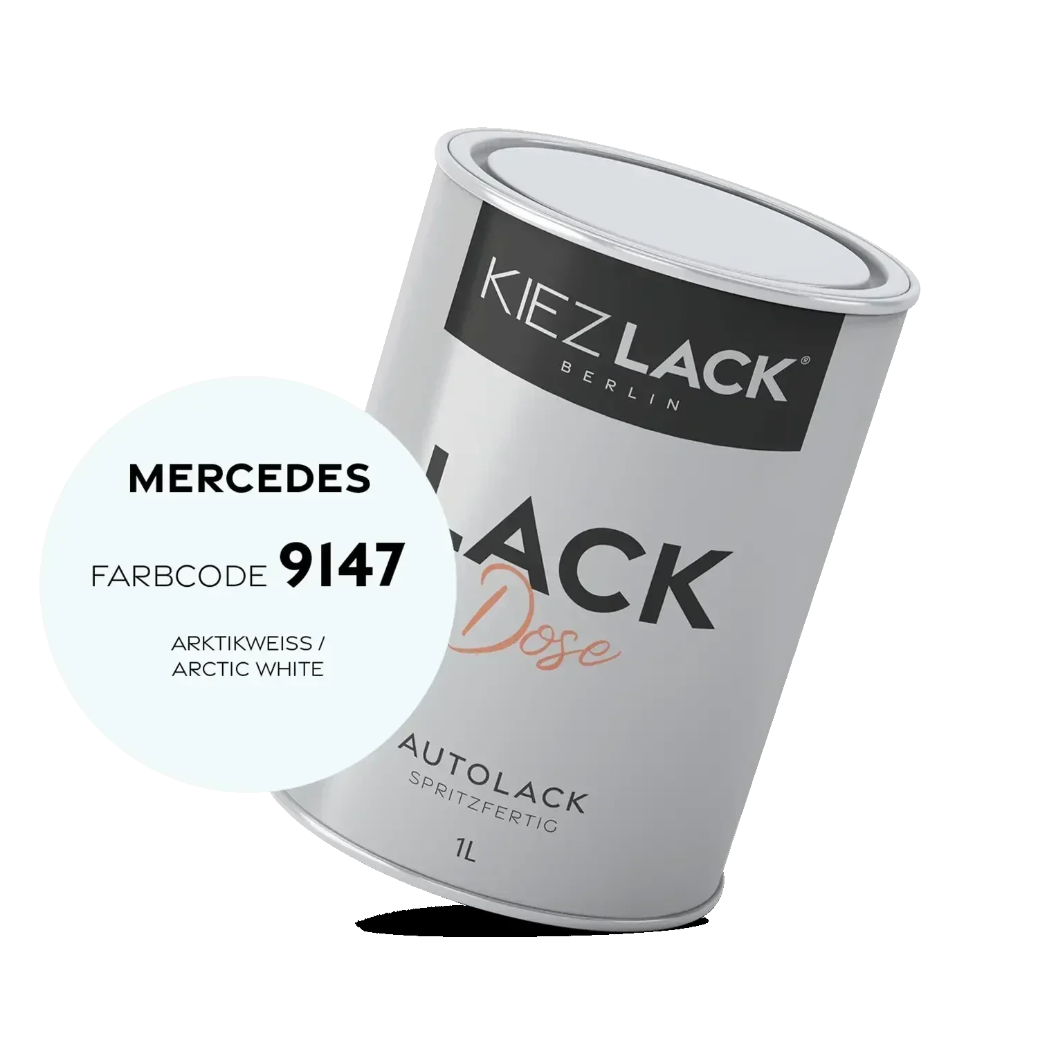 Kiezlack 1K Autolack Lackdose Basislack spritzfertig MERCEDES 9147 ARKTIKWEISS