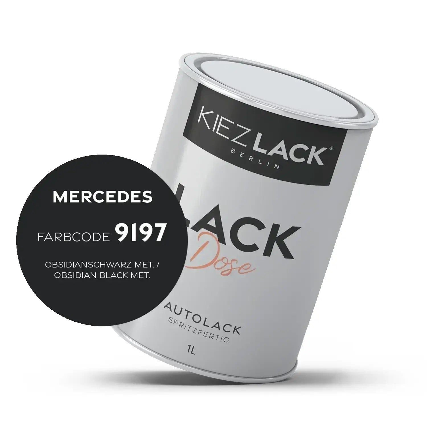 Kiezlack 1K Autolack Lackdose Basislack spritzfertig MERCEDES 9197 OBSIDIANSCHWARZ MET.