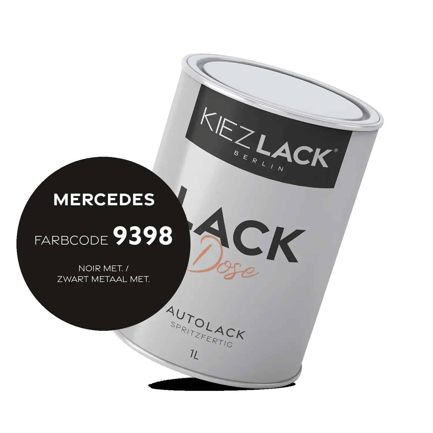 Kiezlack 1K Autolack Lackdose Basislack spritzfertig MERCEDES 9398 NOIR MET.