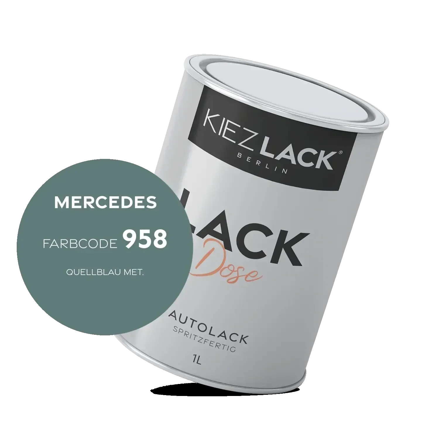 Kiezlack 1K Autolack Lackdose Basislack spritzfertig MERCEDES 958 QUELLBLAU MET.