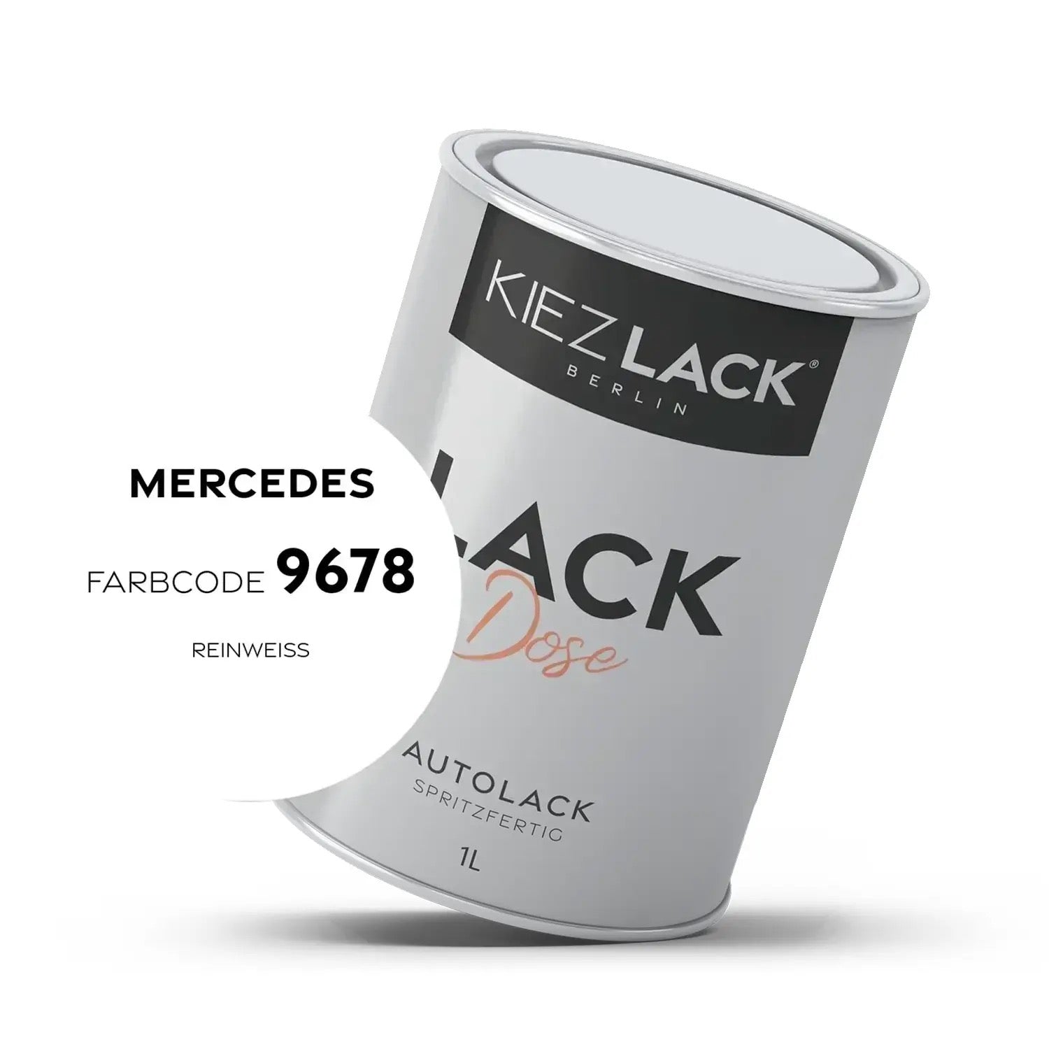Kiezlack 1K Autolack Lackdose Basislack spritzfertig MERCEDES 9678 REINWEISS