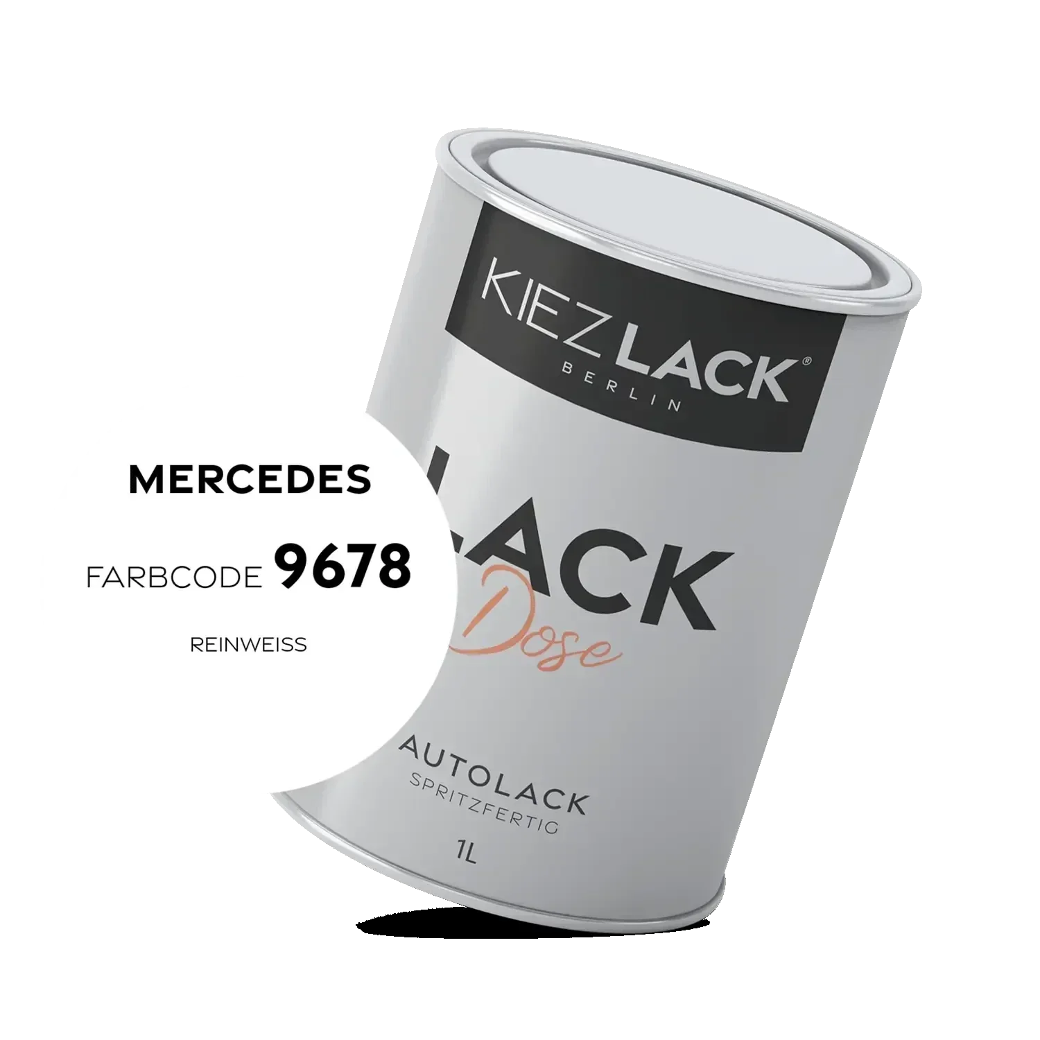 Kiezlack 1K Autolack Lackdose Basislack spritzfertig MERCEDES 9678 REINWEISS