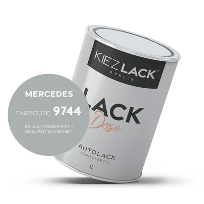 Kiezlack 1K Autolack Lackdose Basislack spritzfertig MERCEDES 9744 BRILLANTSILBER MET.