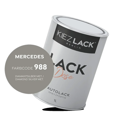 Kiezlack 1K Autolack Lackdose Basislack spritzfertig MERCEDES 988 DIAMANTSILBER MET.
