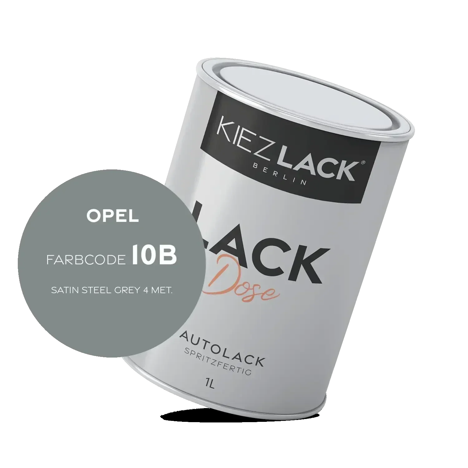 Kiezlack 1K Autolack Lackdose Basislack spritzfertig OPEL 10b SATIN STEEL GREY 4 MET.