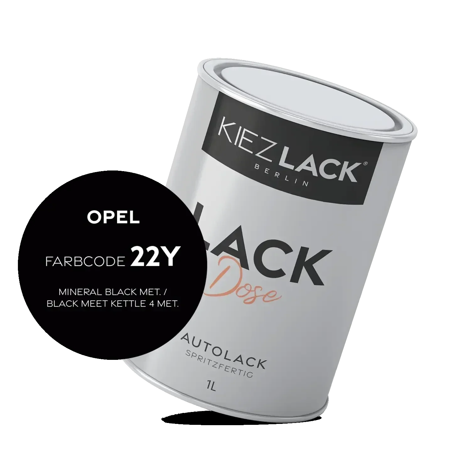 Kiezlack 1K Autolack Lackdose Basislack spritzfertig OPEL 22Y MINERAL BLACK MET.