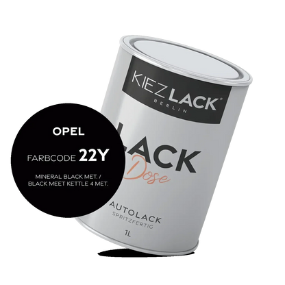 Kiezlack 1K Autolack Lackdose Basislack spritzfertig OPEL 22Y MINERAL BLACK MET.