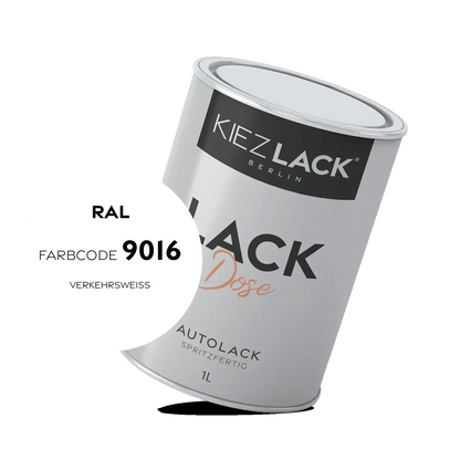 Kiezlack 1K Autolack Lackdose Basislack spritzfertig RAL 9016 VERKEHRSWEISS