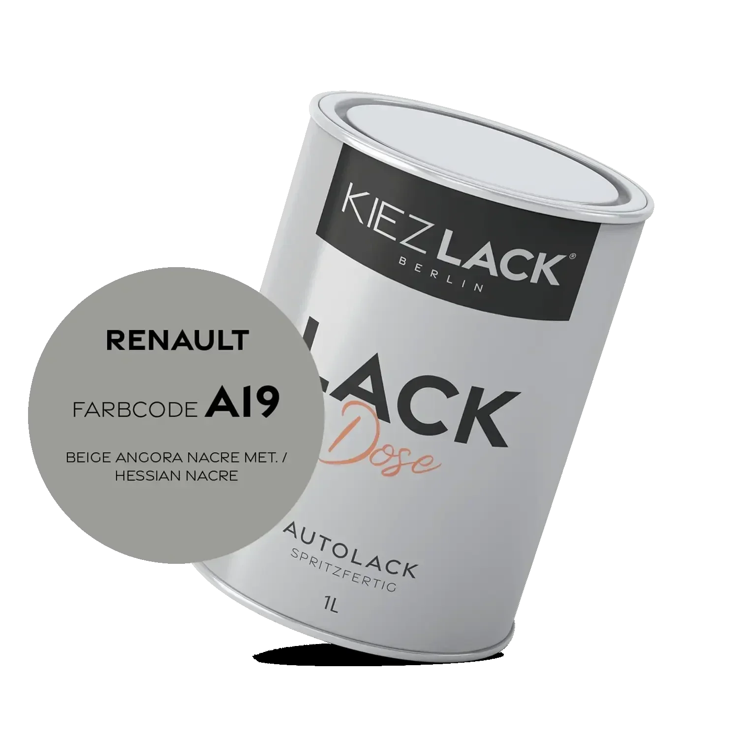 Kiezlack 1K Autolack Lackdose Basislack spritzfertig Renault A19 BEIGE ANGORA NACRE MET.