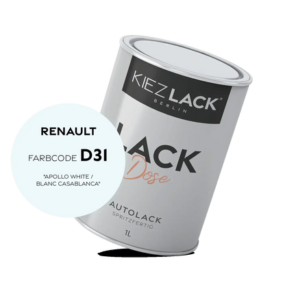 Kiezlack 1K Autolack Lackdose Basislack spritzfertig Renault D31 APOLLO WHITE
