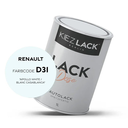 Kiezlack 1K Autolack Lackdose Basislack spritzfertig Renault D31 APOLLO WHITE