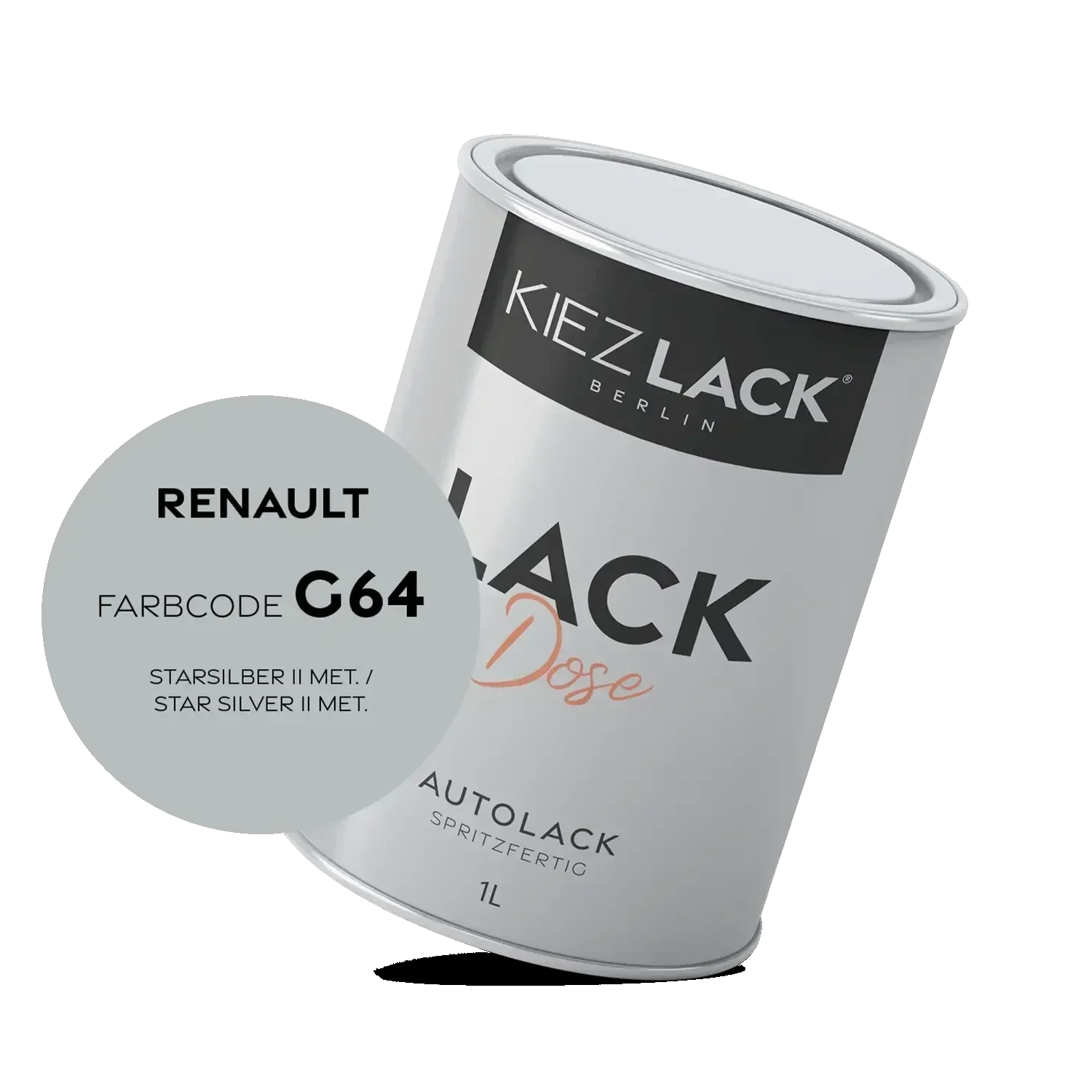 Kiezlack 1K Autolack Lackdose Basislack spritzfertig Renault G64 STARSILBER II MET.