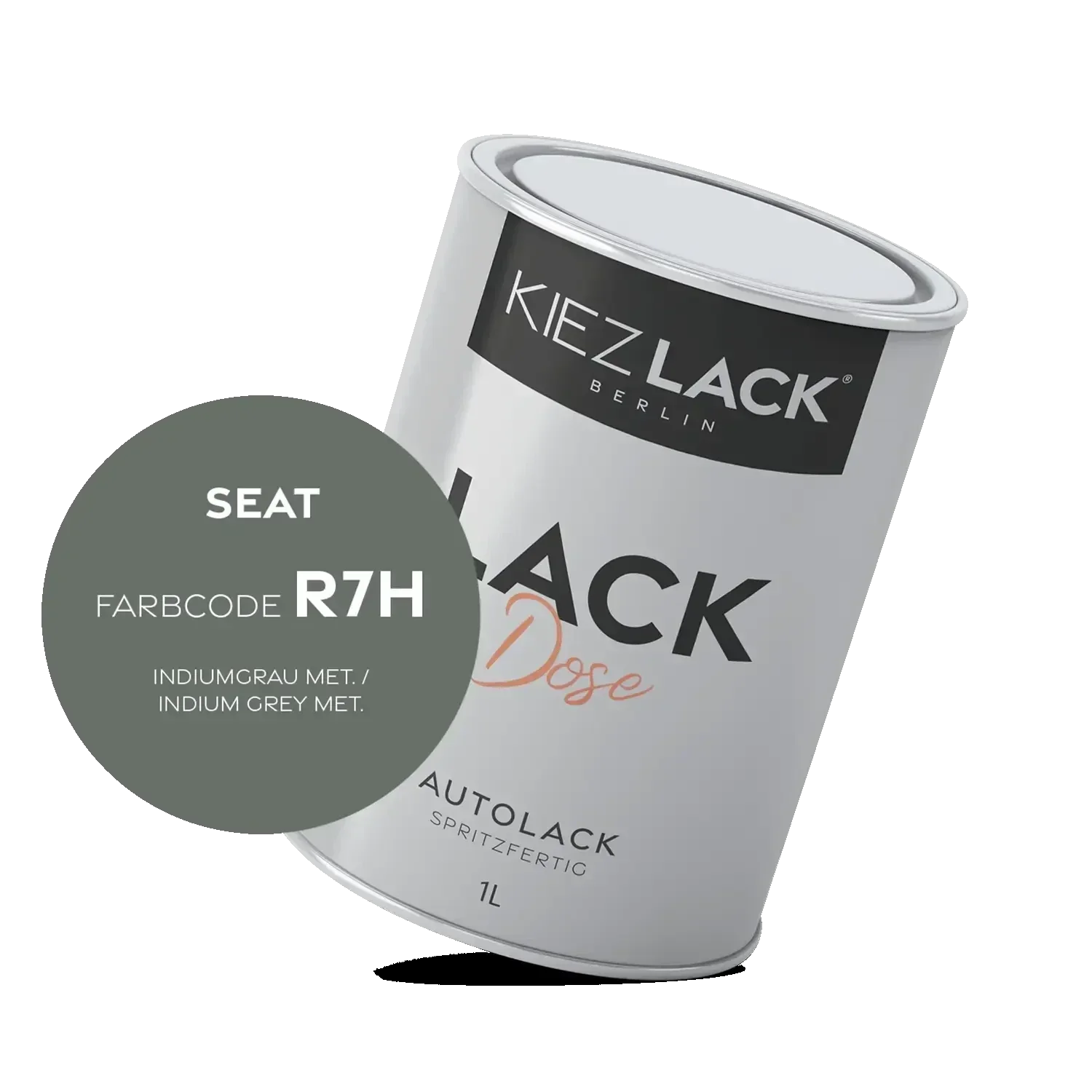 Kiezlack 1K Autolack Lackdose Basislack spritzfertig Seat R7H INDIUMGRAU MET.