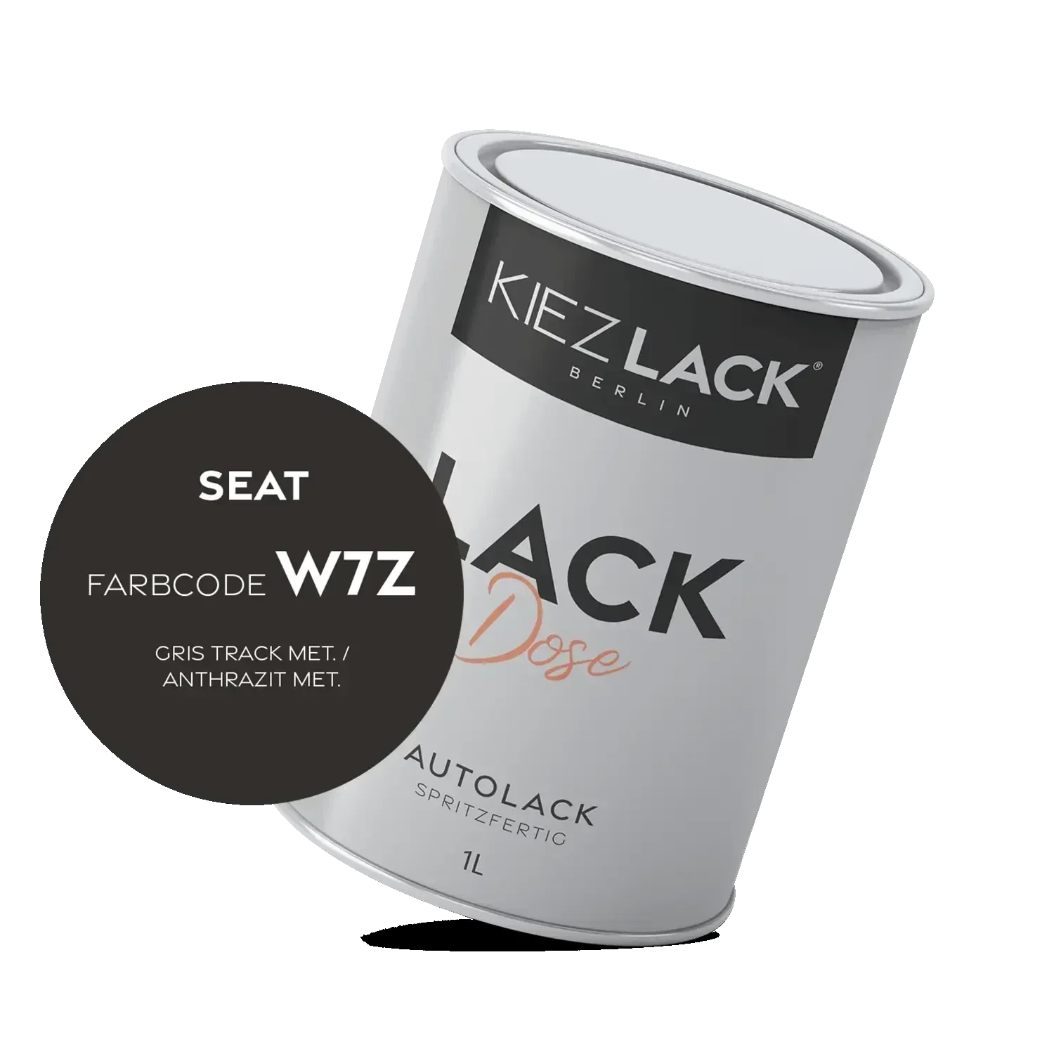 Kiezlack 1K Autolack Lackdose Basislack spritzfertig Seat W7Z GRIS TRACK MET.