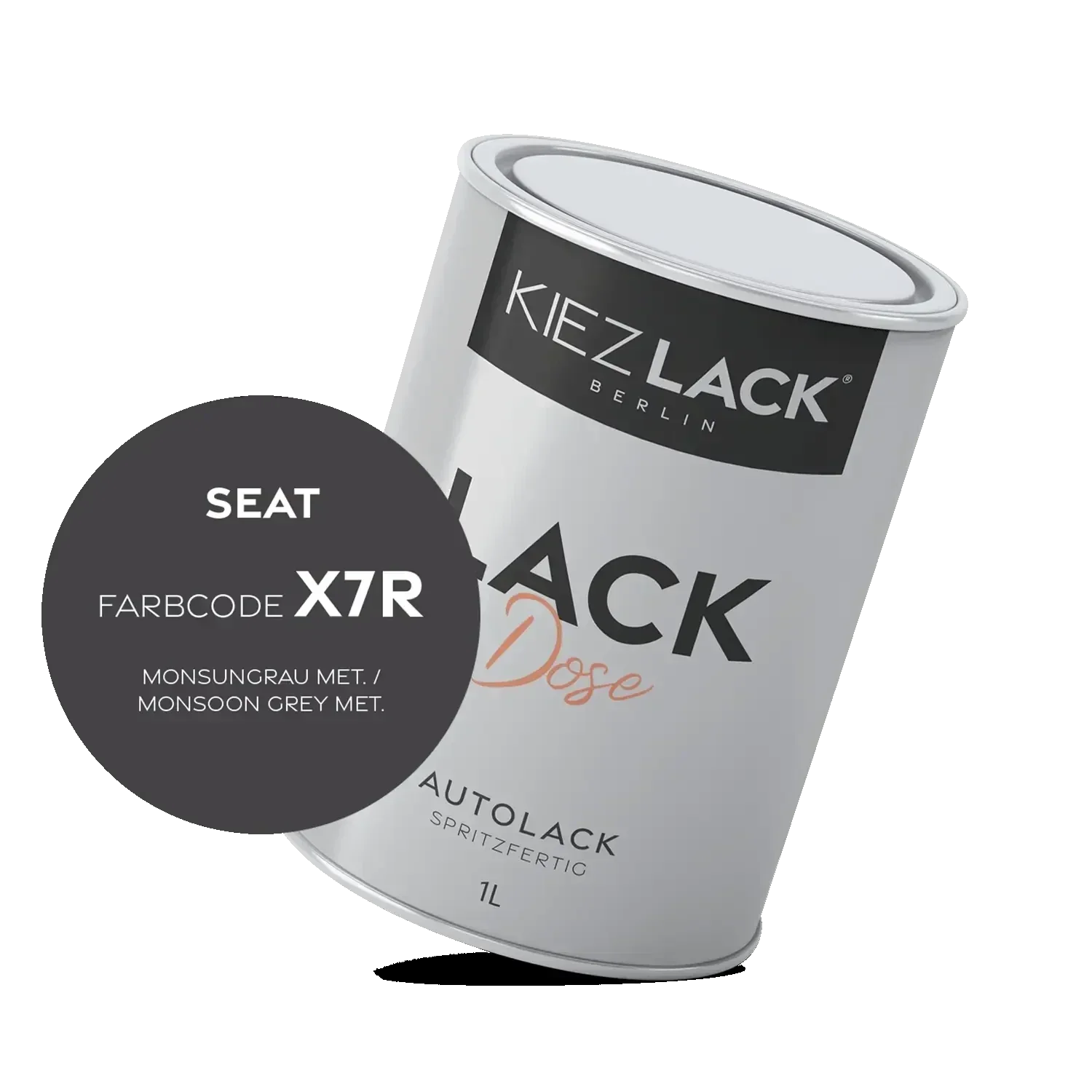 Kiezlack 1K Autolack Lackdose Basislack spritzfertig Seat X7R MONSUNGRAU MET.