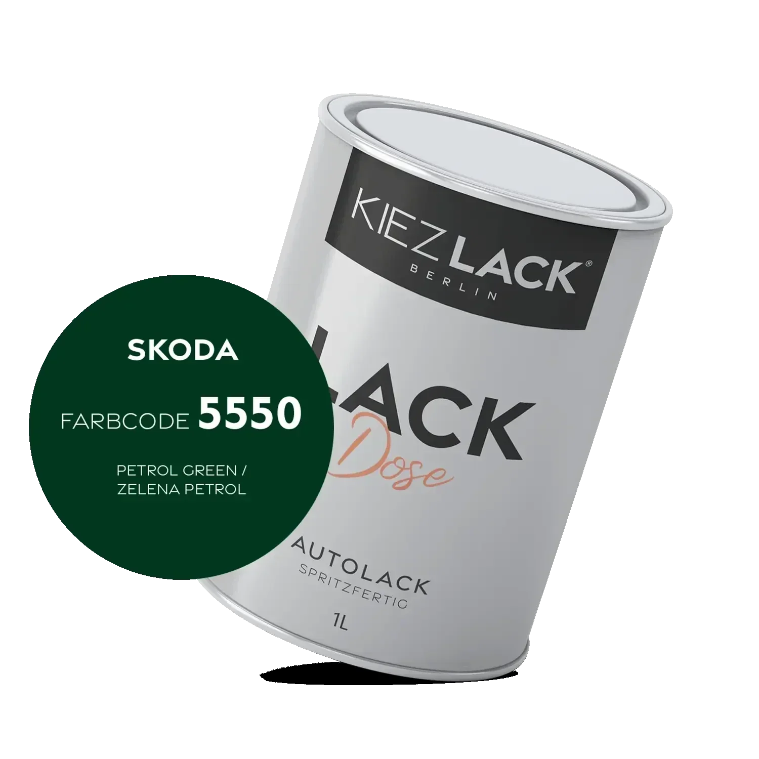 Kiezlack 1K Autolack Lackdose Basislack spritzfertig Skoda 5550 PETROL GREEN