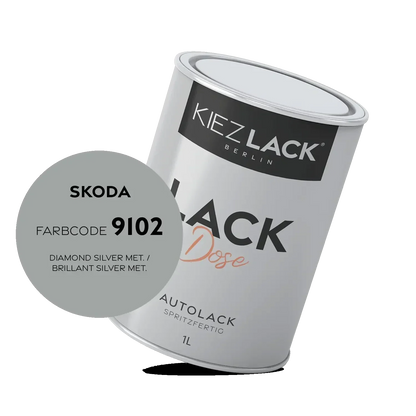 Kiezlack 1K Autolack Lackdose Basislack spritzfertig Skoda 9102 DIAMOND SILVER MET.
