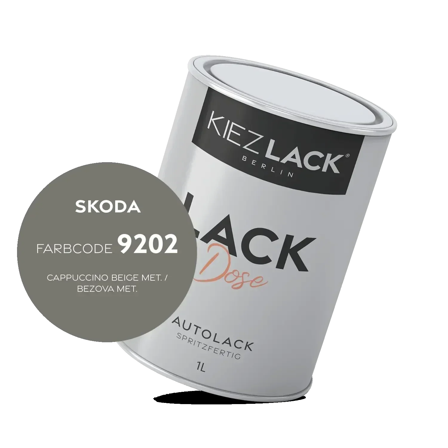 Kiezlack 1K Autolack Lackdose Basislack spritzfertig Skoda 9202 CAPPUCCINO BEIGE MET.