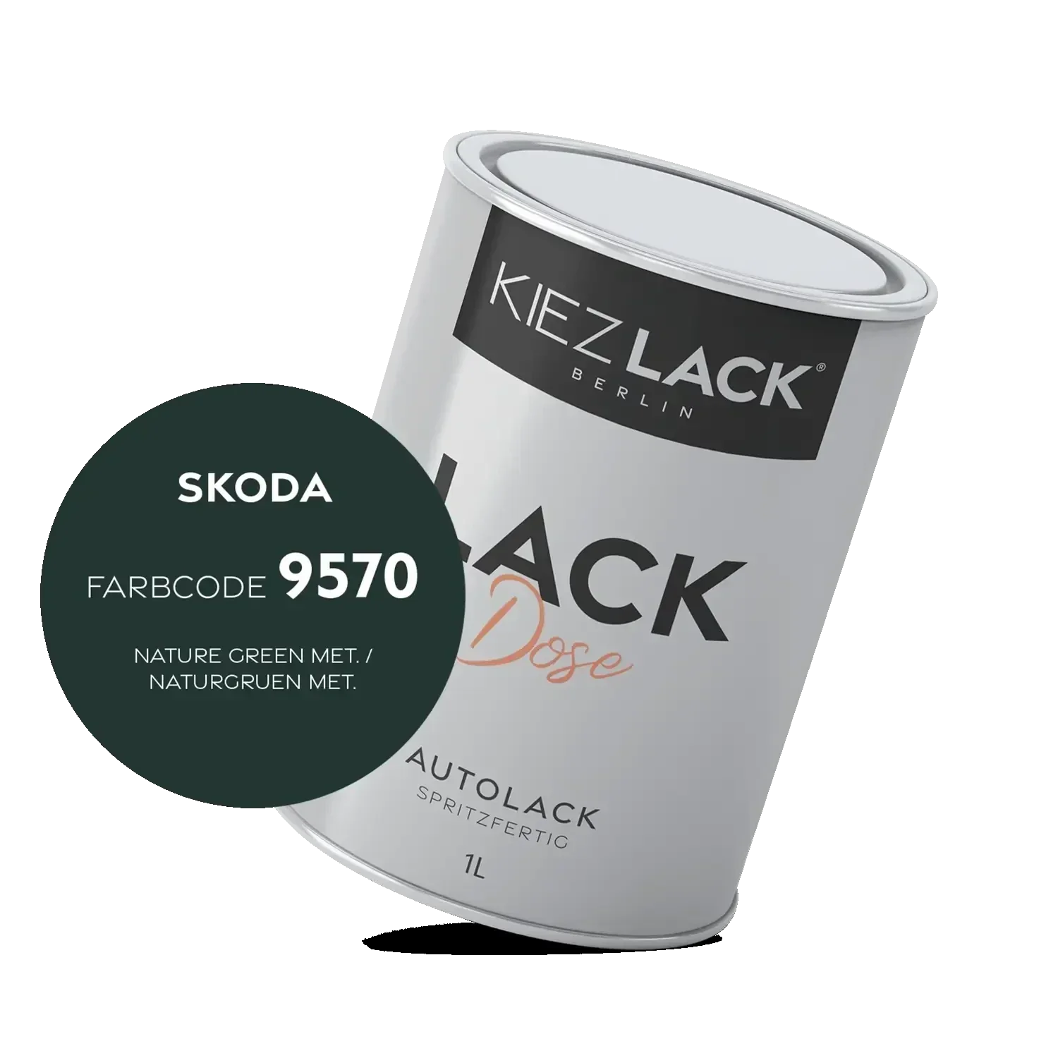 Kiezlack 1K Autolack Lackdose Basislack spritzfertig Skoda 9570 NATURE GREEN MET.