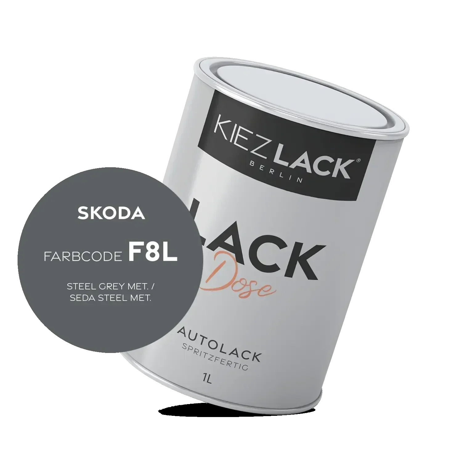 Kiezlack 1K Autolack Lackdose Basislack spritzfertig Skoda F8L STEEL GREY MET.